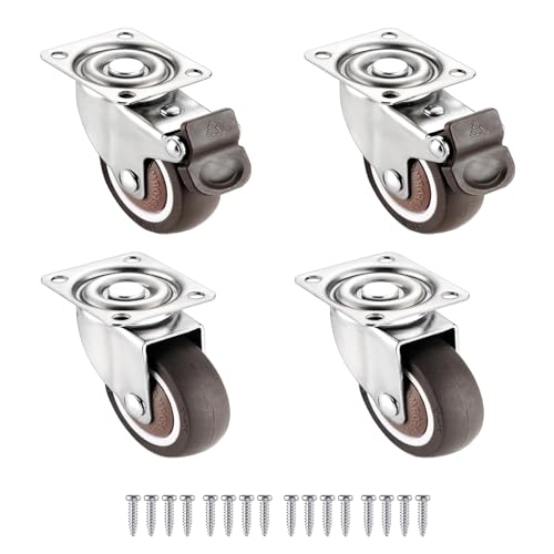 WANLIAN 1.5 Inch Plate Caster Wheels, Low Profile Swivel Casters Set of 4 - size: 1.5 Inch