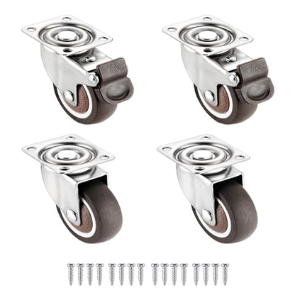 WANLIAN 1.5 Inch Plate Caster Wheels, Low Profile Swivel Casters Set of 4 - size: 1.5 Inch