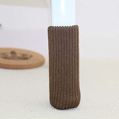 Knitted Chair Leg Socks Protectors for Hardwood Floor Protectors High Elastic Bar Stool Leg Covers Double Thickness Furniture Pads, Chair Leg Covers Caps Set (Brown, 24) - size: 24