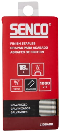 SENCO Collated Medium Wire Staples, Galvanized, 18 GA (L10BABR) 1,000 Box - size: 1,000 ct., style: 1/4 inch