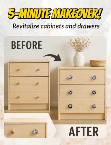 Cabinet Knobs Black 20 Pack - Antique Ceramic Drawer Pulls for Dressers - color: Black, size: 20 Pieces
