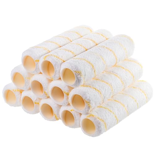 Bates- Paint Roller Covers, 9" x 3/8", 12 Pack, Yellow Stripes, Covers for Paint Rollers 9 Inch, 9 Inch Paint Roller Covers, Paint Roller Cover, Paint Roller Covers 9 Inch, Large Paint Roller Covers - size: 9" x 3/8", 12 Pack