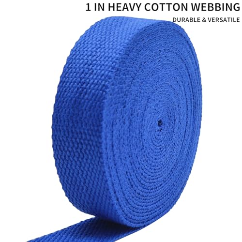 1 inch Cotton Webbing 5 Yards, Soft & Sturdy for Bag Handles - color: Royal Blue 514
