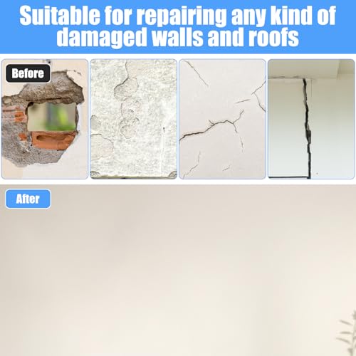 4 Pcs 12 Inch Drywall Repair Kit Self Adhesive Mesh Drywall Repair Patch Set with Scraper Heavy Duty Metal Dry Hole Patch Tools for Large Holes Wall Ceiling Tool(Scraper and 2 Pcs Sandpaper)