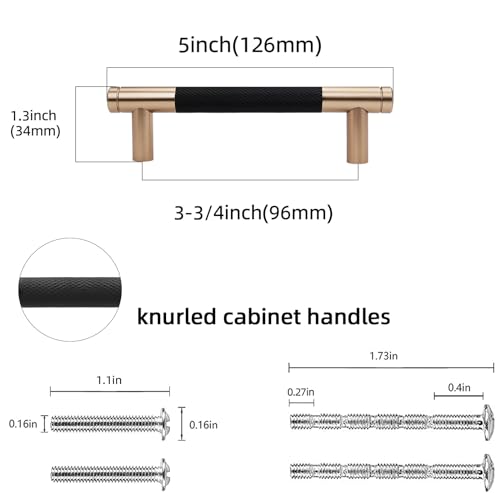 10 Pack 3.75 Inch Black and Champagne Bronze Cabinet Handles - color: Black And Champagne Bronze, size: 3-3/4'' Hole Center(96mm)