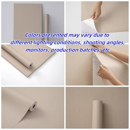 Haimin Fabric Wallpaper 24" x 393" Peel and Stick Textured Contact Paper - color: Yellow and Brown