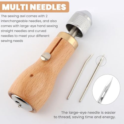29Pcs Sewing Awl Kit, Leather Craft Repair Tools with Wax Thread, Needles