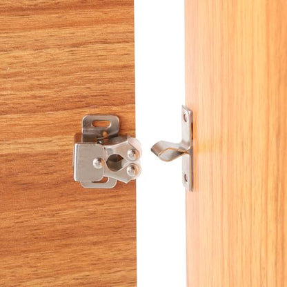 PATIKIL Cabinet Latch Double Roller Catches, 6 Pcs Stainless Steel Cabinet Door with Screws Spring Bead Hardware Latches with Spear Strike for Cupboard Wardrobe Pcs, Silver - color: Silver Tone