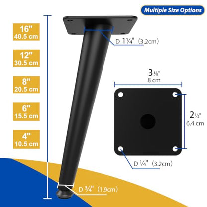 Furniture Legs 4 Inch, Metal Cabinet Legs for Furniture Set of 4 - size: 4 Inch | 10.5cm