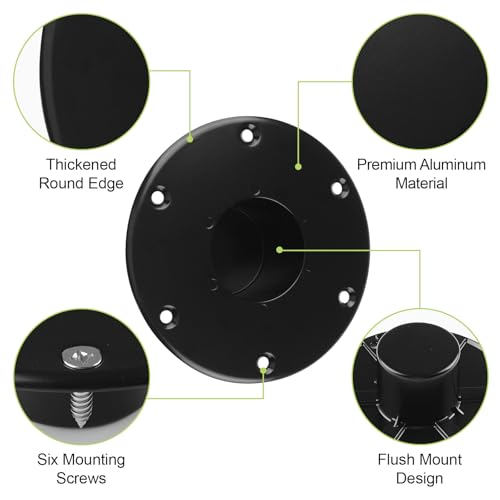 RV Trailer Pedestal Base 2Pcs Round Flush/Recessed Floor Mount for Table Leg Aluminum Boat Seat Round Base Plate with 6 Mounting Holes (Black) - color: Black-2pcs