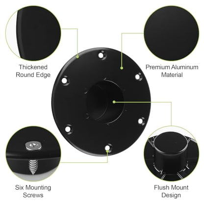 RV Trailer Pedestal Base 2Pcs Round Flush/Recessed Floor Mount for Table Leg Aluminum Boat Seat Round Base Plate with 6 Mounting Holes (Black) - color: Black-2pcs