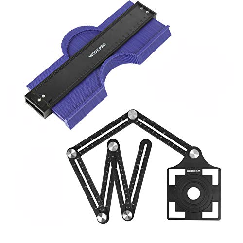 WORKPRO Contour Gauge Tool, Angle Measuring Ruler Set with 10-Inch Gauge