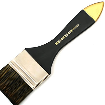 Artist Flat Paint Brush-Large Wash Brushes Set for Gesso, Varnishes, Acrylic Painting, Watercolor, Wood, Wall, Furniture-Brush Cleaner 6 Pcs 6 Size Black