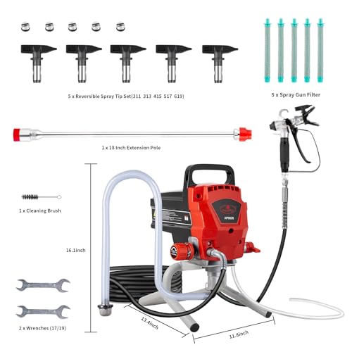 AEROPRO Tools Airless Paint Sprayer，950W 0.52GPM 3300PSI High Efficiency