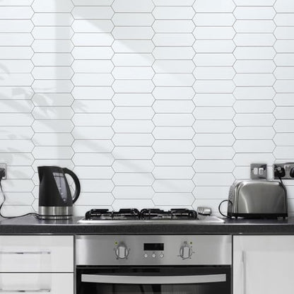 DICOFUN 10-Sheet Long Hexagon Peel and Stick Backsplash, 12"x12" PVC Stick on Backsplash Wall Tiles for Kitchen and Bathroom (Polished White) - color: Polished White, size: 10 Sheets, 12"x12"x0.12"