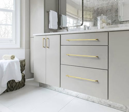 Goo-Ki Brushed Gold Cabinet Pulls with 3.8'' Hole Centers, Modern Style Zinc Alloy Cabinet Handles for Dresser,Wardrobe,Cupboard- 6 Pack - color: Brushed Gold, size: 3.8'' Hole Centers