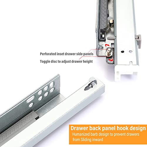URBEST Drawer Slide,Under-Mount Concealed Self Soft Close Under，Concealed Cabinet Furniture Drawer Runners (10 Inch) - size: 10 Inch