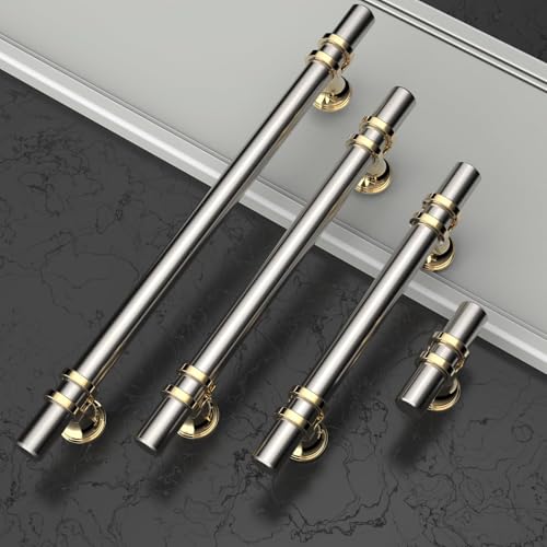 Asidrama 20 Pack 3 Inch(76mm) Gold and Brushed Satin Nickel Cabinet Pulls Heavy-Duty Solid Kitchen Cabinet Handles Oil Rubbed Drawer Hardware for Bathrooms Cupboard - color: Gold and Brushed Satin Nickel, size: 3" Hole Center, style: 20 Pack