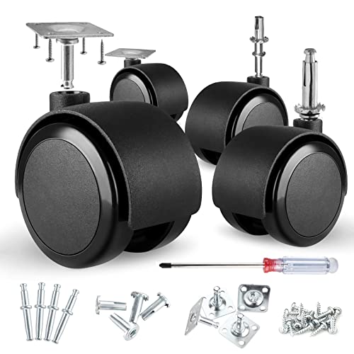 Apllamo 2 Inch Swivel Casters 5/16" Stem & Top Plate, 1000 LBS Heavy Duty - color: Premium Black
