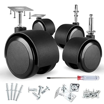 Apllamo 2 Inch Swivel Casters 5/16" Stem & Top Plate, 1000 LBS Heavy Duty - color: Premium Black