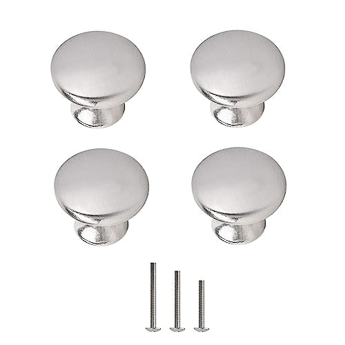 Satin Brushed Nickel Cabinet Knobs 4 Pack Round Closet Knob - color: Brushed Nickel, size: 4