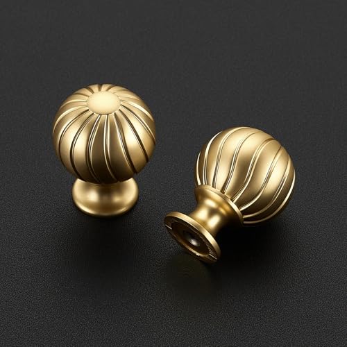 12 Pack Brushed Gold Cabinet Knobs, 1 Inch Round Dresser Drawer Knobs - color: Brushed Gold
