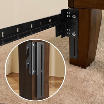 4 PCS Headboard Adapter Brackets for Metal Bed Frame, Bolt-On to Hook-On