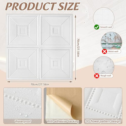 Nuanchu 16 Pcs Foam Ceiling Tile Self-Adhesive, 27.5x27.5in, Greek Key - color: Greek Key