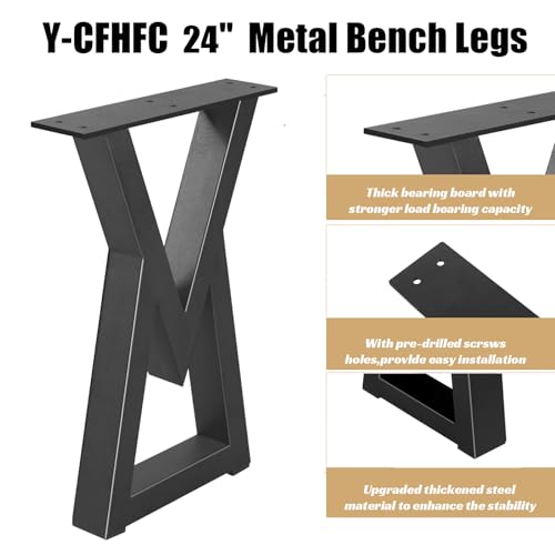 24 Inch Metal Coffee Table Legs, Modern End & Side Table Legs, Heavy Duty Iron Dining Desk Feets Industrial DIY Furniture (H24” x W15.4”, 2PCS) - size: 24 '' V Shape