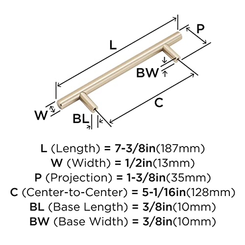 Amerock 5-1/16" Bar Pulls Champagne Bronze Drawer Pull - color: Champagne Bronze, size: 5-1/16 Inch (128 mm) Center-to-Center