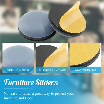 24pcs 1" (25mm) Self-Adhesive Furniture Sliders - size: 1 inch (25mm)