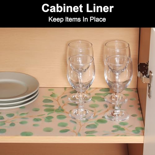 Cooyes Shelf and Drawer Liners for Kitchen Cabinets, Non Adhesive Liner - color: Eucalyptus Green, size: 11.8"W x 360"L