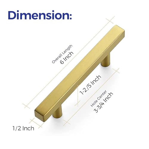 Ravinte Brushed Brass Cabinet Hardware Square Pulls, 3.75 Inch, 10 Pack - color: Brushed Brass