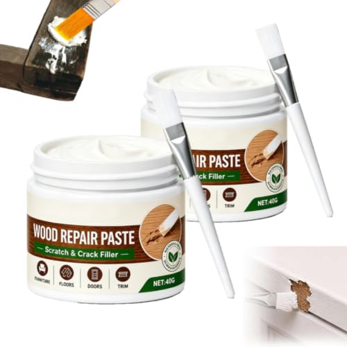 Wood Fille, Wood Putty, Wood Repair Paste for Furniture and Floor, Quick Touch-Up Paste for Tables, Cabinets, Doors and Wood Surfaces (White)