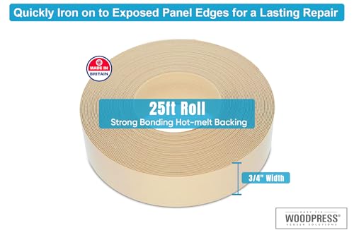 3/4" Beige Cream Pre-Glued Melamine Edge Banding, 25 ft - size: Width: 3/4"