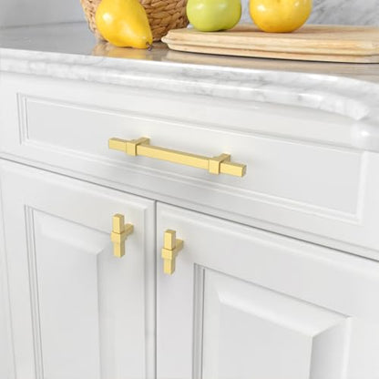 Asidrama 10 Pack 3.75 inch Brushed Gold Kitchen Cabinet Handles - color: Brushed Gold, size: 3.75" Hole Center(96mm)