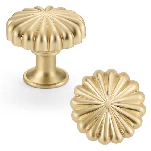 Brushed Gold Cabinet Knobs，10 Pack Solid Drawer Pulls for Dressers - color: Brushed Gold