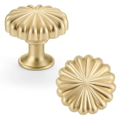Brushed Gold Cabinet Knobs，10 Pack Solid Drawer Pulls for Dressers - color: Brushed Gold