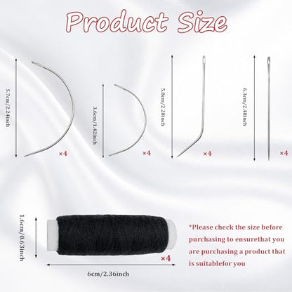 20 Piece Hair Needle and Thread Kit for Weave and Wigs Sewing