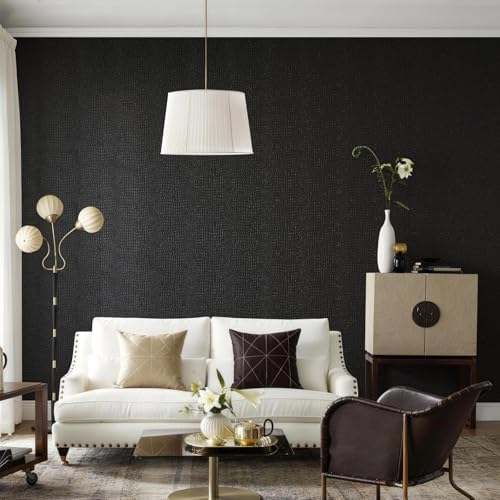 Zeeko Black Crocodile Peel and Stick Wallpaper 35.4" x 120" - color: Black, size: 35.4in x 10ft