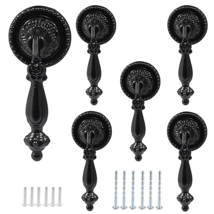 Bonsicoky 6PCS Antique Style Tear Drop Pulls, Black - color: Black