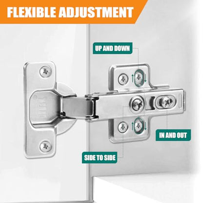 HBL' Soft Close Hinges for Frameless Cabinets, 110°, 35mm Cup, 50 Pack - size: Half Overlay