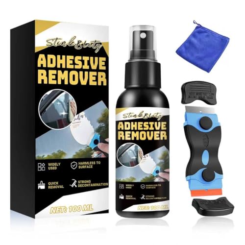 Adhesive Remover Spray, 100ml Glue Remover with Scraper Tool and Cloth