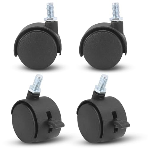 Murtenze 1.5 Inch Black Plastic Stem Casters Set of 4 - style: 1.5 Inch Stem(2 with Brake,2 with No Brake)