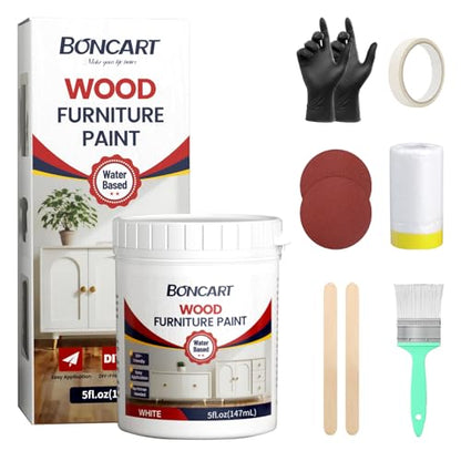 Boncart Wood Furniture Paint Kit - color: White, size: 5fl.oz