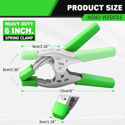 SWANLAKE 8 PCS 6" inch Spring Clamp, Heavy Duty Spring Metal Spring Clamps, 2.5"-inch Jaw opening(6inch 8-Piece) - size: 6inch 8-Piece