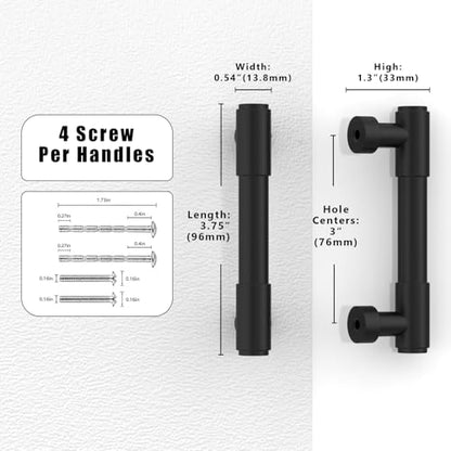 10 Pack Matte Black Cabinet Pulls 3 Inch(76mm) Kitchen Cabinet Handles Cabinet Hardware for Drawer Pulls - color: Matte Black, size: 3" Hole Center