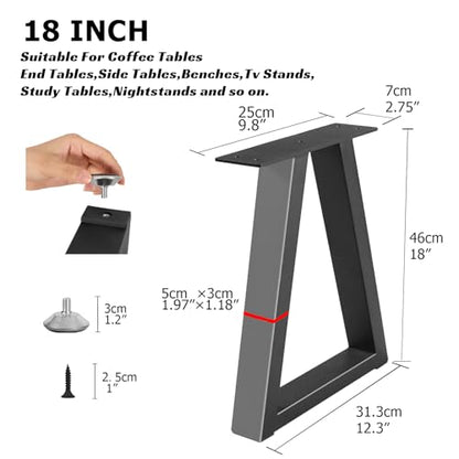18” Metal Table Legs, Trapezoid Bench Legs, Heavy Duty Metal Desk Chair Dining & Coffee Table Feets, DIY Furniture Feets (H18” x W12.3”) - color: Black, size: 18 '' Trapezoid