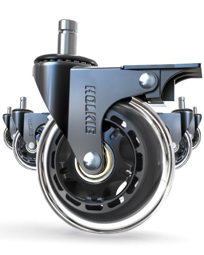 HOLKIE Office Chair Wheels Roller Blade Casters with Brake - color: Clear with brake