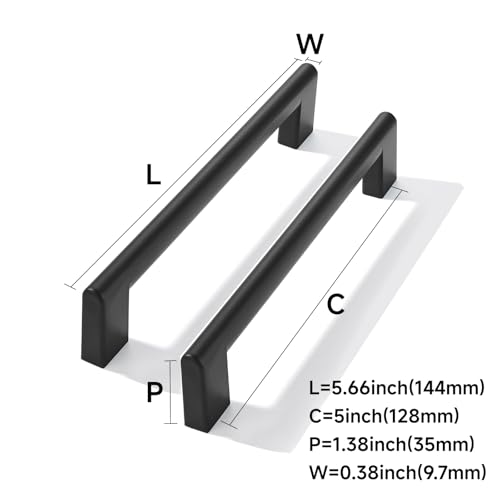 10 Pack 5 Inch Hole Center Matte Black Cabinet pulls Heavy Duty Solid Hardware for bathrooms Dressing Tables cabinets and Kitchen cabinets. - color: Matte Black, size: 5 Inch Hole Center